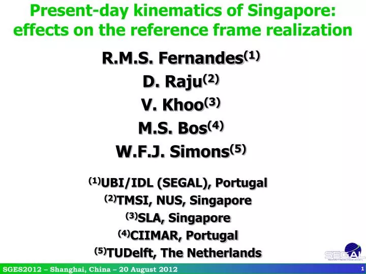 present day kinematics of singapore effects on the reference frame realization