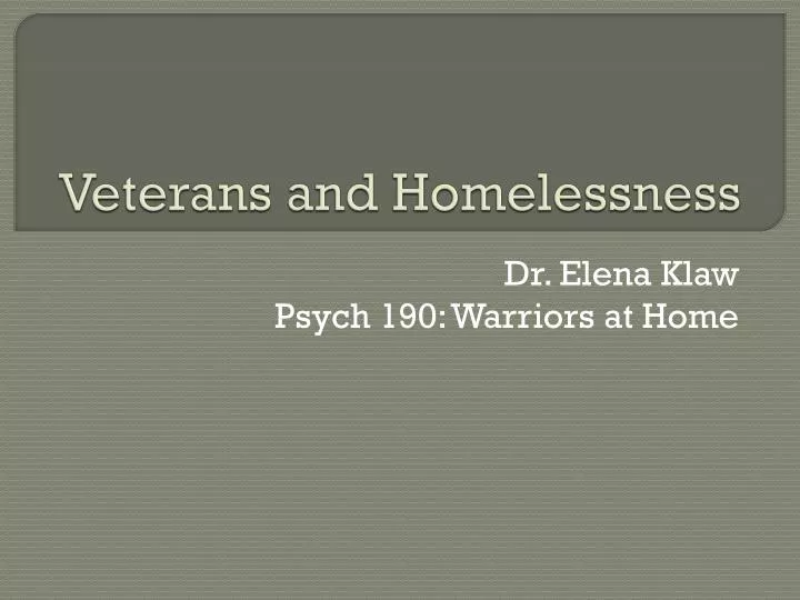 veterans and homelessness