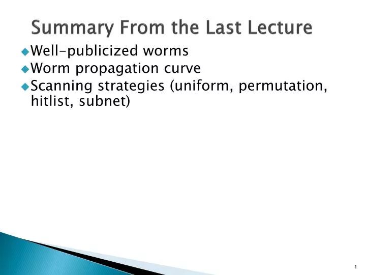 summary from the last lecture