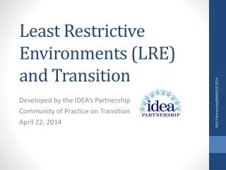 Least Restrictive Environments (LRE) and Transition