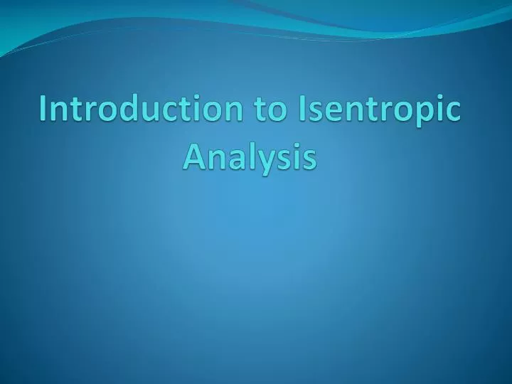 introduction to isentropic analysis