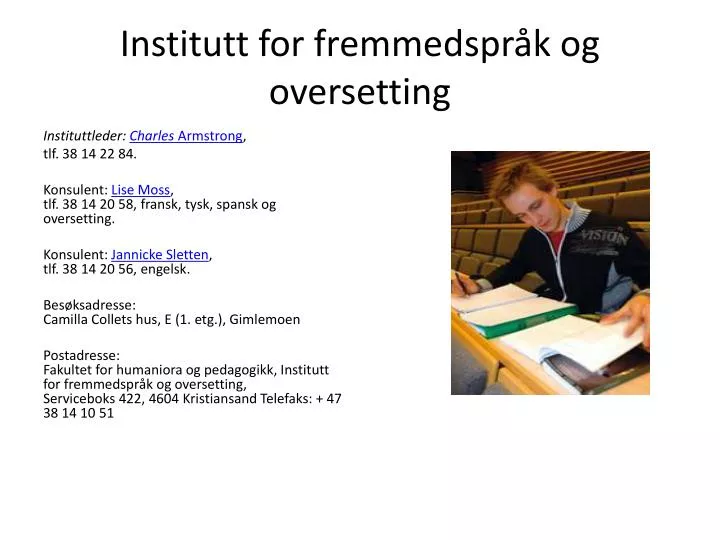 institutt for fremmedspr k og oversetting