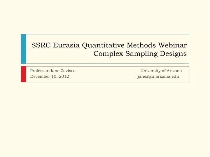 ssrc eurasia quantitative methods webinar complex sampling designs