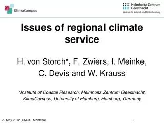Issues of regional climate service