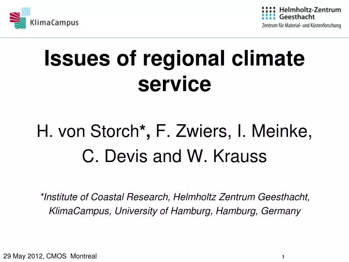 issues of regional climate service