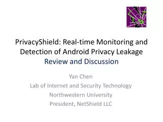 Yan Chen Lab of Internet and Security Technology Northwestern University