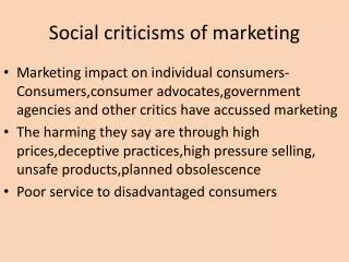 Social criticisms of marketing