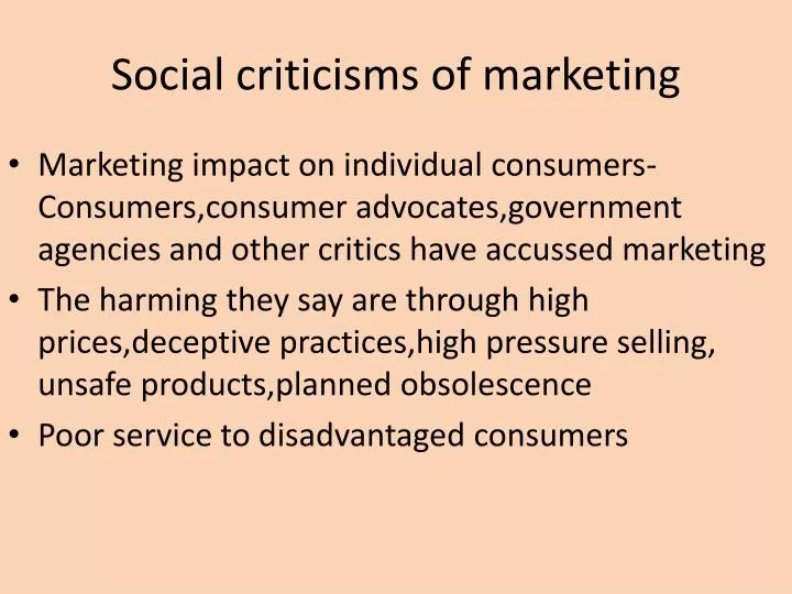 social criticisms of marketing