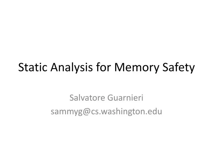 static analysis for memory safety