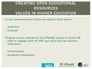 CREATING OPEN EDUCATIONAL RESOURCES VALUES IN HIGHER EDUCATION