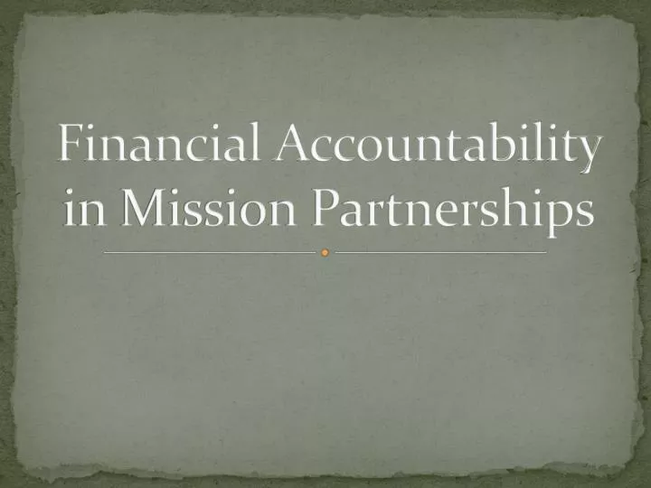 financial accountability in mission partnerships