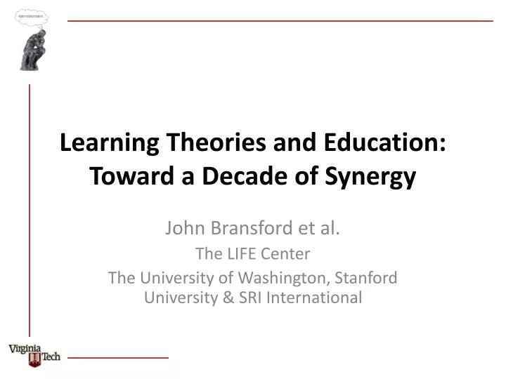 learning theories and education toward a decade of synergy