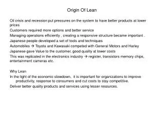 Origin Of Lean