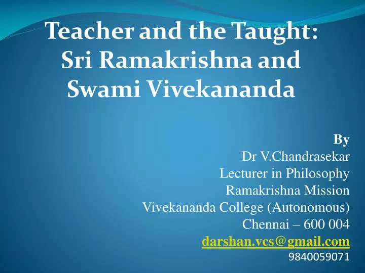 teacher and the taught sri ramakrishna and swami vivekananda