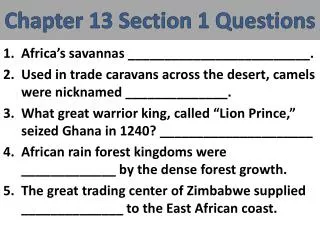 Chapter 13 Section 1 Questions