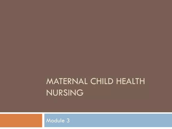 maternal child health nursing