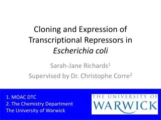 Cloning and Expression of Transcriptional Repressors in Escherichia coli