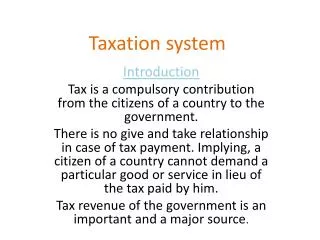 Taxation system