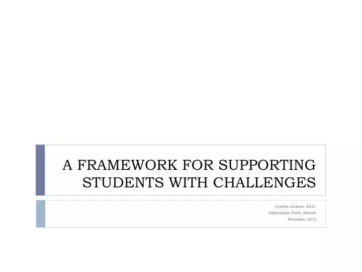 a framework for supporting students with challenges