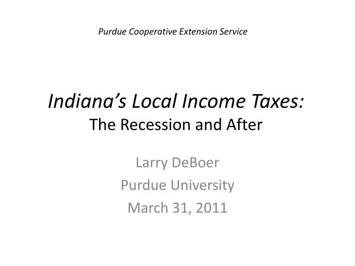 indiana s local income taxes the recession and after