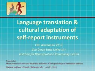 Language translation &amp; cultural adaptation of self-report instruments