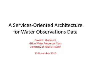 A Services-Oriented Architecture for Water Observations Data