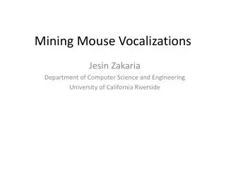 Mining Mouse Vocalizations