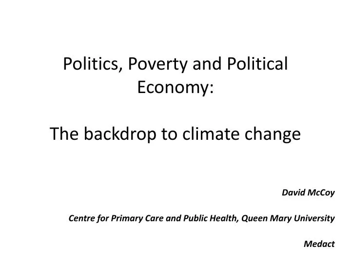 politics poverty and political economy the backdrop to climate change