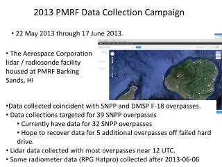 2013 PMRF Data Collection Campaign