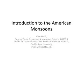 Introduction to the American Monsoons