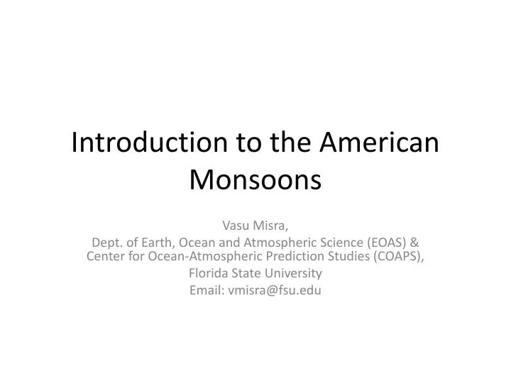 introduction to the american monsoons