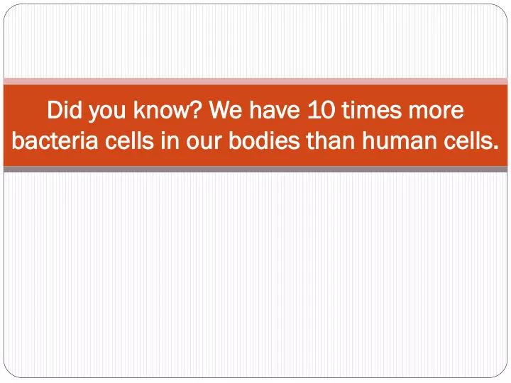 did you know we have 10 times more bacteria cells in our bodies than human cells