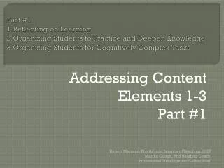 Addressing Content Elements 1-3 	Part #1