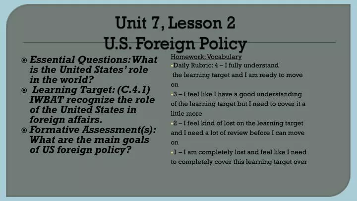 unit 7 lesson 2 u s foreign policy