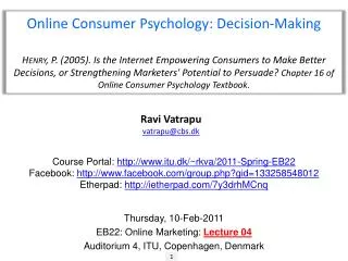 Online Consumer Psychology: Decision-Making