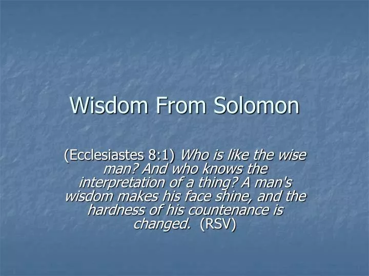 wisdom from solomon