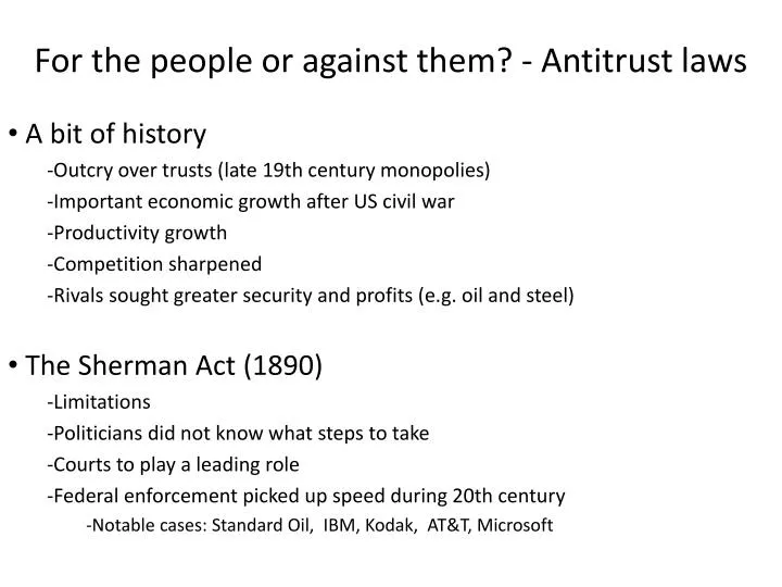 for the people or against them antitrust laws