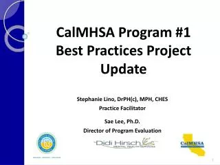 CalMHSA Program #1 Best Practices Project Update