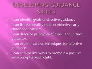 Developing Guidance Skills
