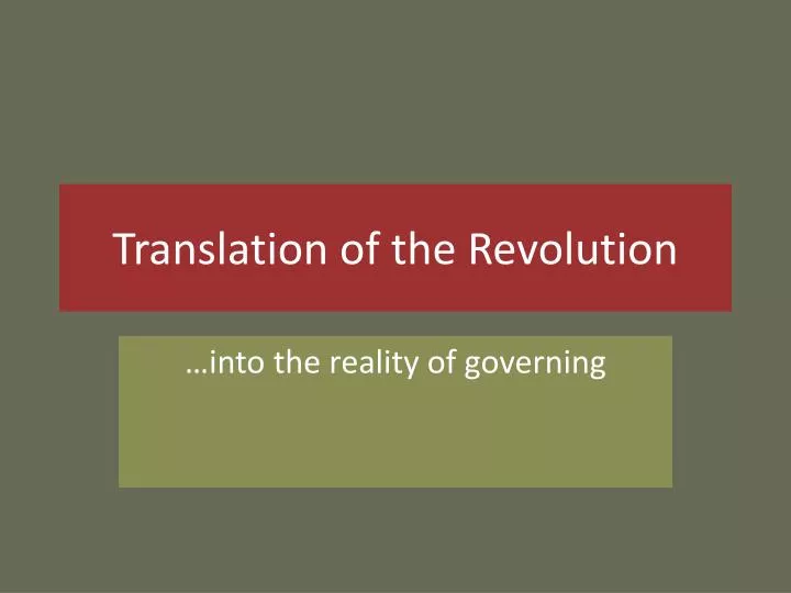 translation of the revolution