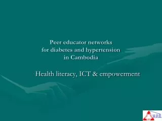 Peer educator networks for diabetes and hypertension in Cambodia