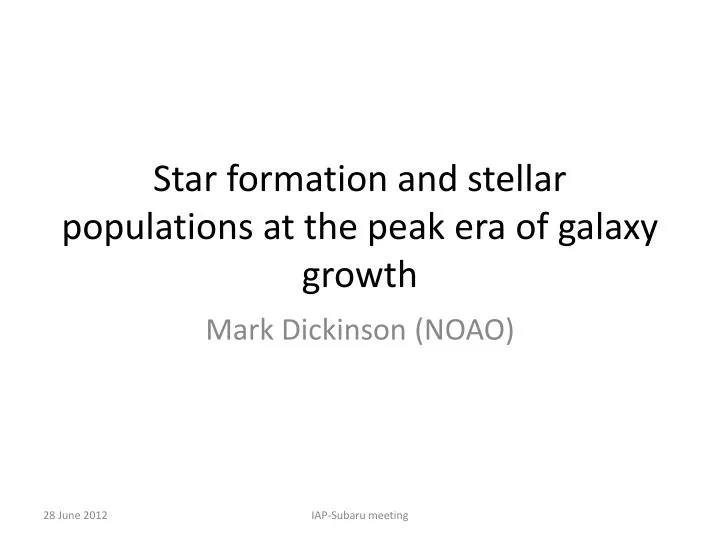 star formation and stellar populations at the peak era of galaxy growth