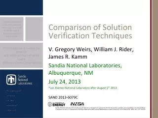 Comparison of Solution Verification Techniques