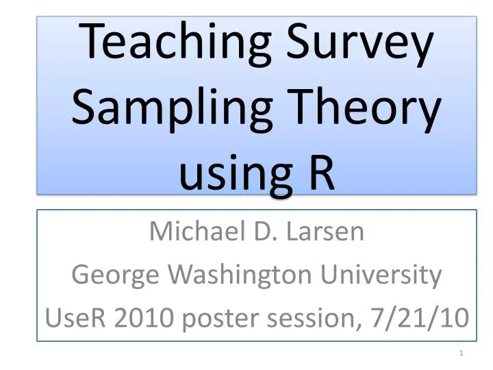 teaching survey sampling theory using r