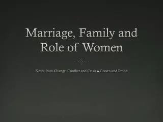 Marriage, Family and Role of Women
