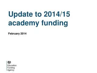 Update to 2014/15 academy funding