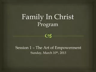 Family In Christ Program