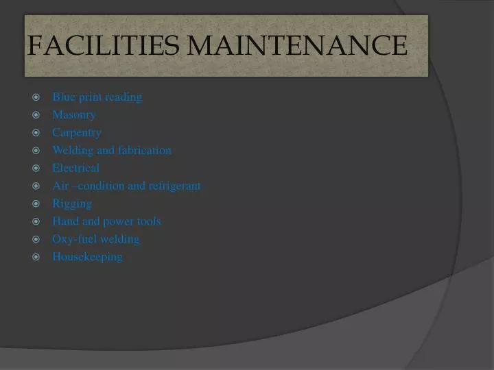 facilities maintenance