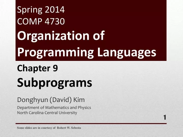 spring 2014 comp 4730 organization of programming languages