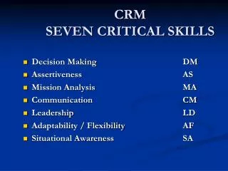 CRM SEVEN CRITICAL SKILLS